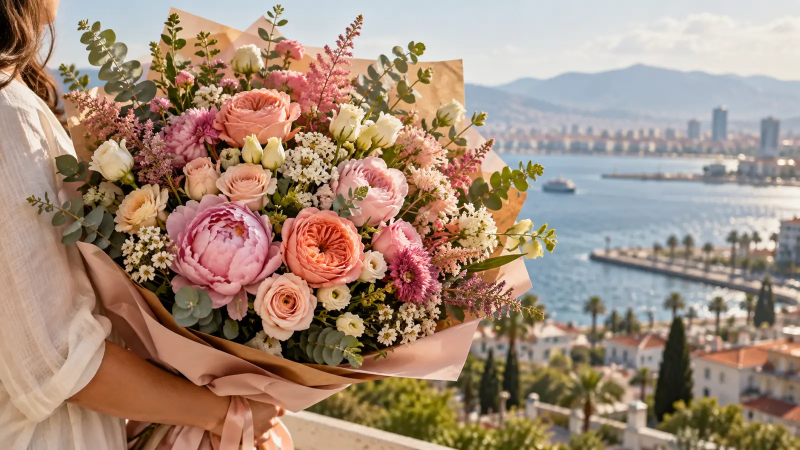 İzmir’de teslimata hazırlanan modern ve hacimli tasarım buket