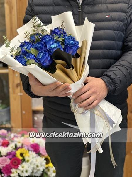 15'li Mavi Gül Buketi