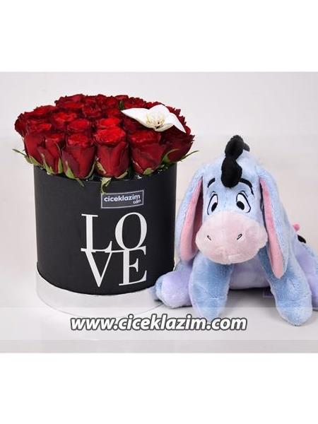 Lisanslı Eeyore Ve Love Kutuda Güller 