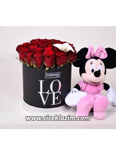 Lisanslı Minnie Mouse Ve Love Kutuda Güller