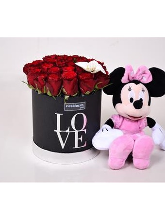 Lisanslı Minnie Mouse Ve Love Kutuda Güller